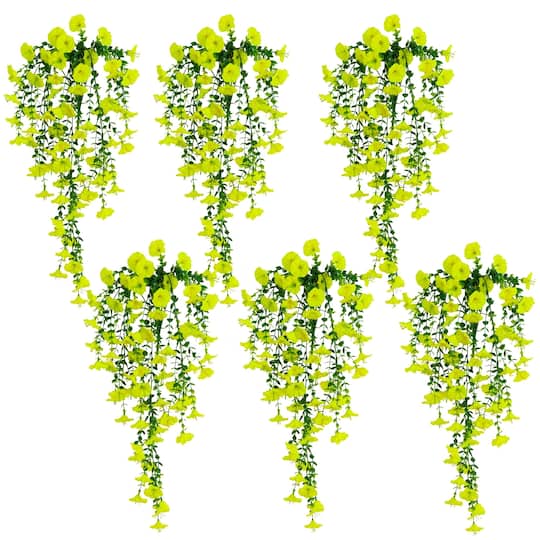 Michaels, 30" UV Resistant Artificial Morning Glory Hanging Plants, 6ct. – Category: Bushes